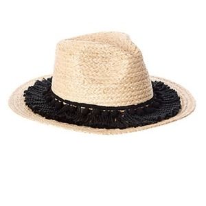 MARCUS ADLER Raffia Straw Panama Fringe Hat